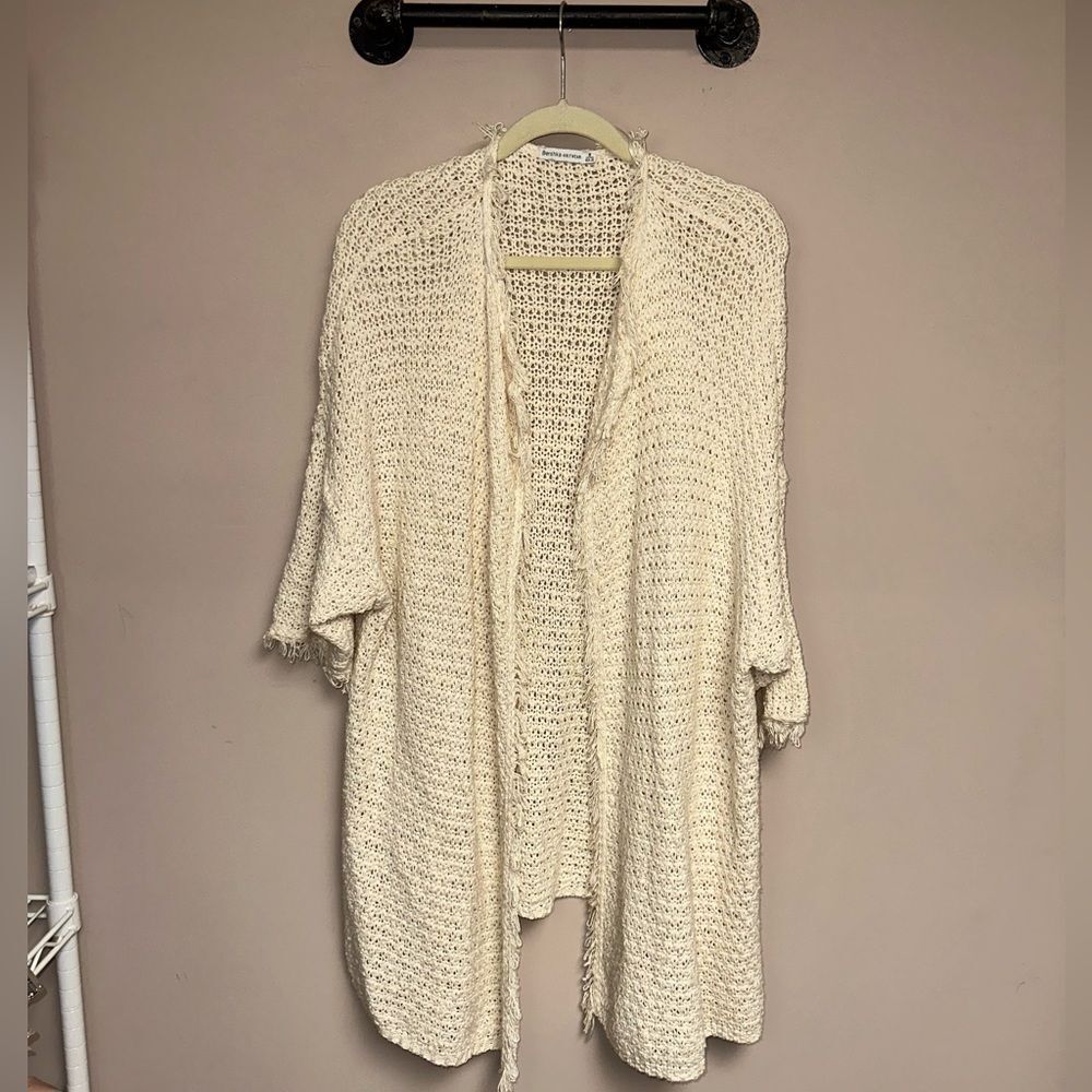 Bershka-KNITWEAR Crème Wool/Cotton Long Sweater
